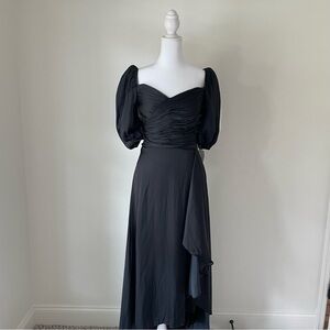 Shoshanna Zoe Puffed Sleeve Draped Dress